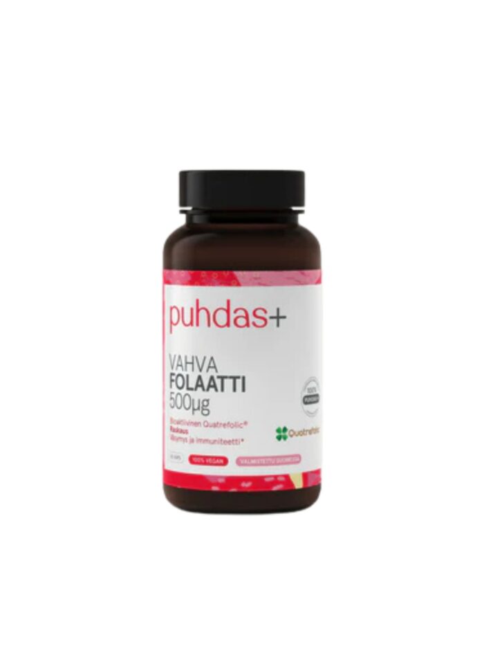 „Puhdas+ Folaat“ 500 µg, 60 kapslių – maisto papildas